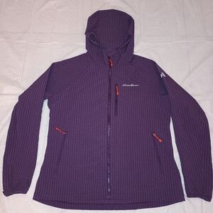 Eddie Bauer High Grid  Full Zip Fleece Jacket Full Zip Pockets Size L purple